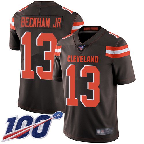 Nike Browns #13 Odell Beckham Jr Brown Team Color Stitched NFL 100th Season Vapor Limited Jersey - CLB126