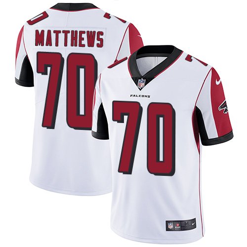 Nike Falcons #70 Jake Matthews White Stitched NFL Vapor Untouchable Limited Jersey - AFJ102