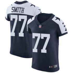 Nike Cowboys #77 Tyron Smith Navy Blue Thanksgiving Stitched NFL Vapor Untouchable Throwback Elite Jersey - DLC478
