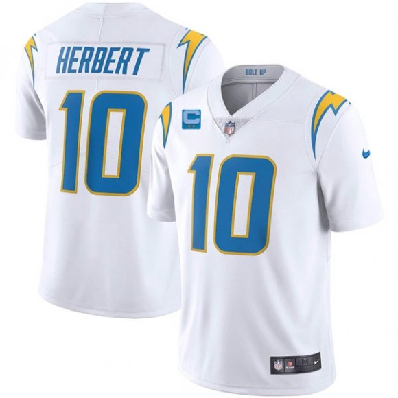 White Los Angeles Chargers #10 Justin Herbert 2022 With 2-Star C Patch Vapor Untouchable Limited Stitched Jersey - LCJ267