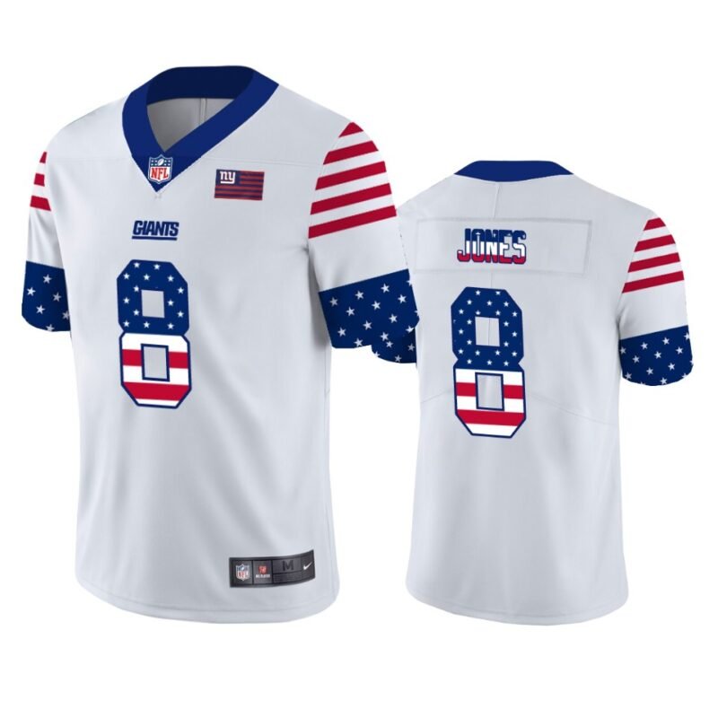 New York Giants #8 Daniel Jones White Nike Team Logo USA Flag Vapor Untouchable Limited NFL Jersey - NYG56