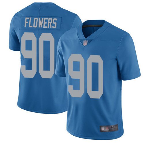 Nike Lions #90 Trey Flowers Blue Throwback Stitched NFL Vapor Untouchable Limited Jersey - DTL364