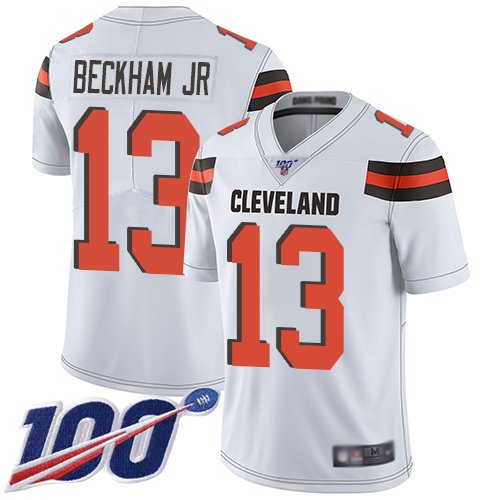 Nike Browns #13 Odell Beckham Jr White Stitched NFL 100th Season Vapor Limited Jersey - CLB36