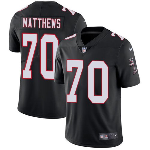 Nike Falcons #70 Jake Matthews Black Alternate Stitched NFL Vapor Untouchable Limited Jersey - AFJ155