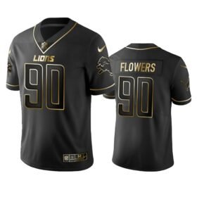 Lions #90 Trey Flowers Stitched NFL Vapor Untouchable Limited Black Golden Jersey - DTL258