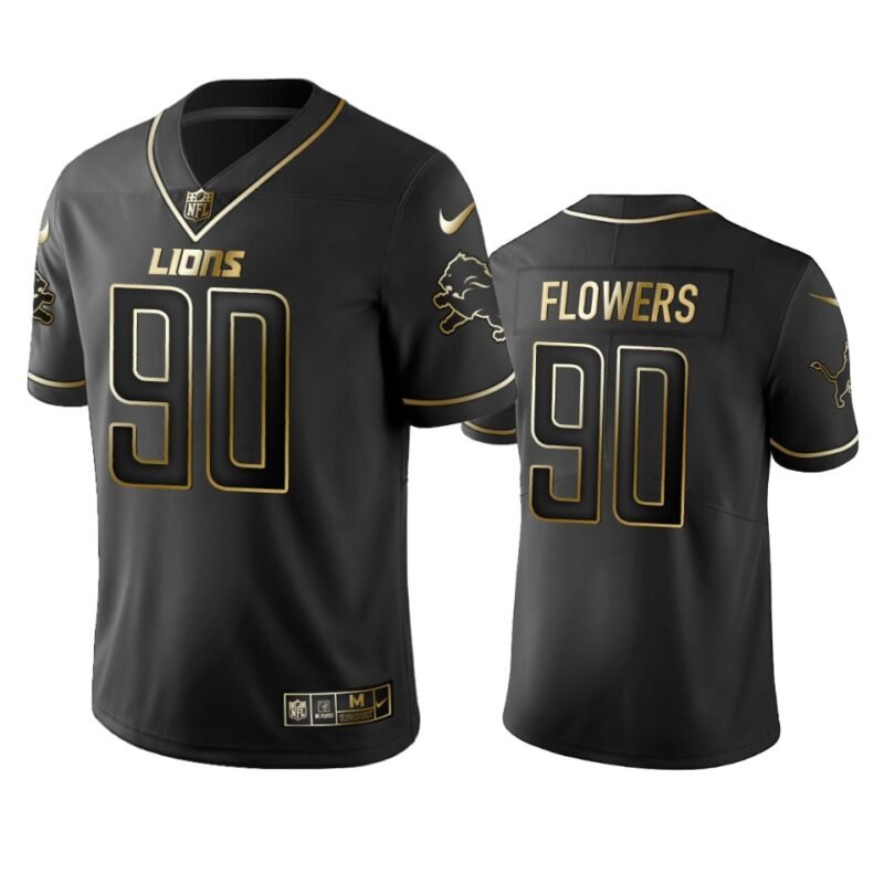 Lions #90 Trey Flowers Stitched NFL Vapor Untouchable Limited Black Golden Jersey - DTL258