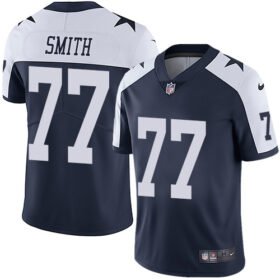 Nike Cowboys #77 Tyron Smith Navy Blue Thanksgiving Stitched NFL Vapor Untouchable Limited Throwback Jersey - DLC385