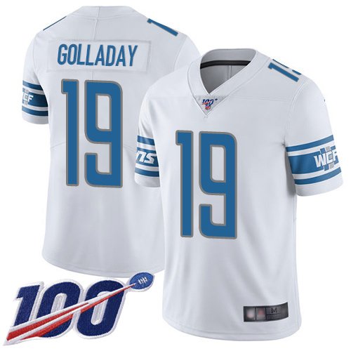 Nike Lions #19 Kenny Golladay White Stitched NFL 100th Season Vapor Limited Jersey - DTL344