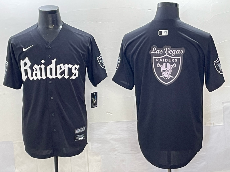 Black Las Vegas Raiders Team Big Logo 'Gothic Sin City Shadows Edition' Vapor Limited Stitched Baseball Jersey - LVR112