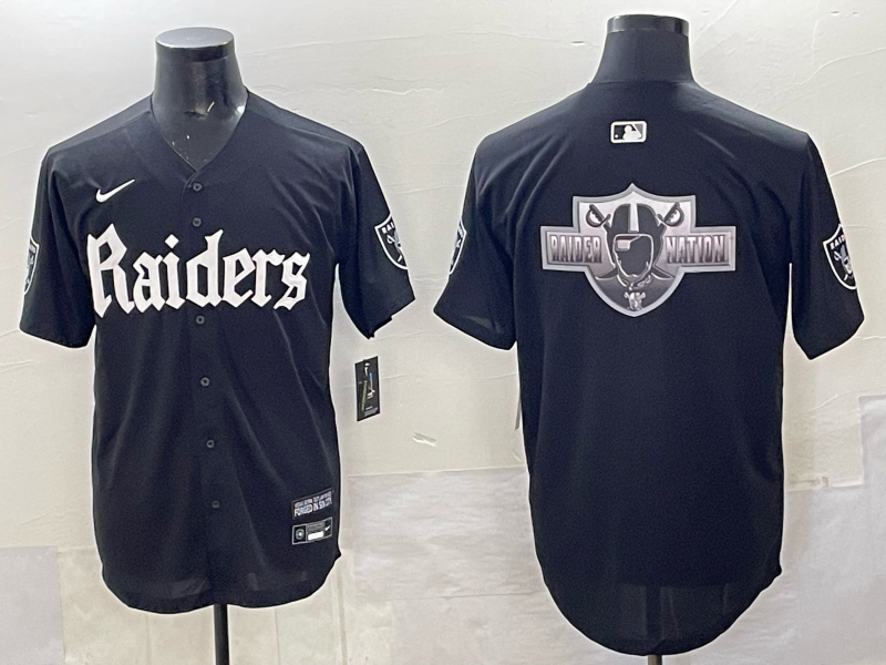 Black Las Vegas Raiders Team Big Logo 'Gothic Sin City Shadows Edition' Vapor Limited Stitched Baseball Jersey - LVR227