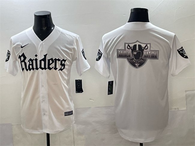 White Las Vegas Raiders Team Big Logo 'Gothic Sin City Shadows Edition' Vapor Limited Stitched Baseball Jersey - LVR193