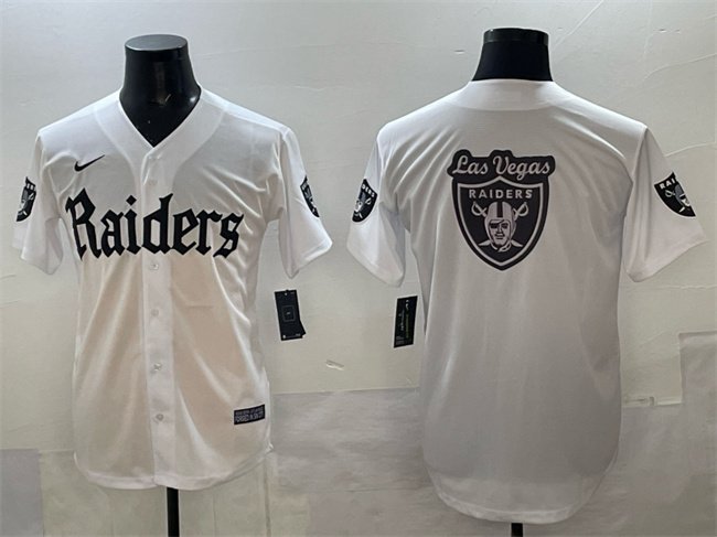 White Las Vegas Raiders Team Big Logo 'Gothic Sin City Shadows Edition' Vapor Limited Stitched Baseball Jersey - LVR159