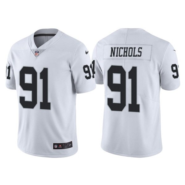White Las Vegas Raiders #91 Bilal Nichols Vapor Limited Stitched Jersey - LVR134