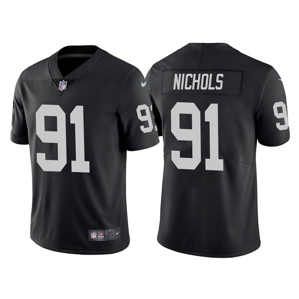 Black Las Vegas Raiders #91 Bilal Nichols Vapor Limited Stitched Jersey - LVR194