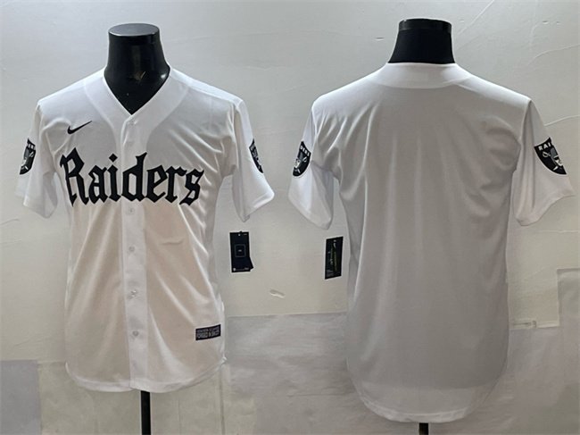 White Las Vegas Raiders Blank 'Gothic Sin City Shadows Edition' Vapor Limited Stitched Baseball Jersey - LVR84