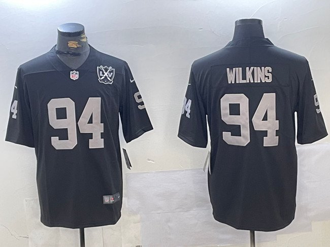 Black Las Vegas Raiders #94 Christian Wilkins 65th Anniversary Patch Vapor Stitched Football Jersey - LVR120