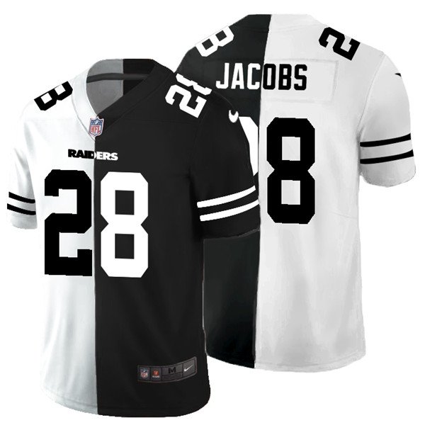 Las Vegas Raiders Black & White Split #28 Josh Jacobs Vapor Untouchable Limited Stitched Jersey - LVR272