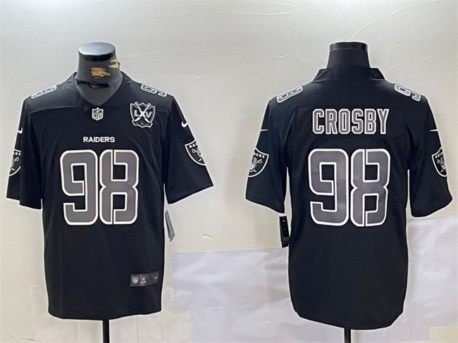 Black Las Vegas Raiders #98 Maxx Crosby With 65th Anniversary Patch Vapor Limited Stitched Jersey - LVR89