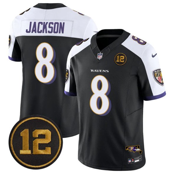 Black Baltimore Ravens #8 Lamar Jackson Alternate 2025 F.U.S.E. Jacoby Jones Patch Vapor Limited Football Jersey - BRJ88