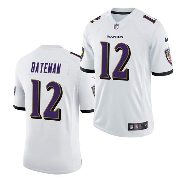 White Baltimore Ravens #12 Rashod Bateman 2021 Vapor Untouchable Limited Stitched Jersey - BRJ256