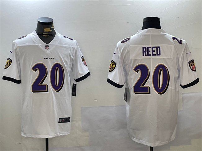 White Baltimore Ravens #20 Ed Reed Vapor Limited Football Jersey - BRJ04