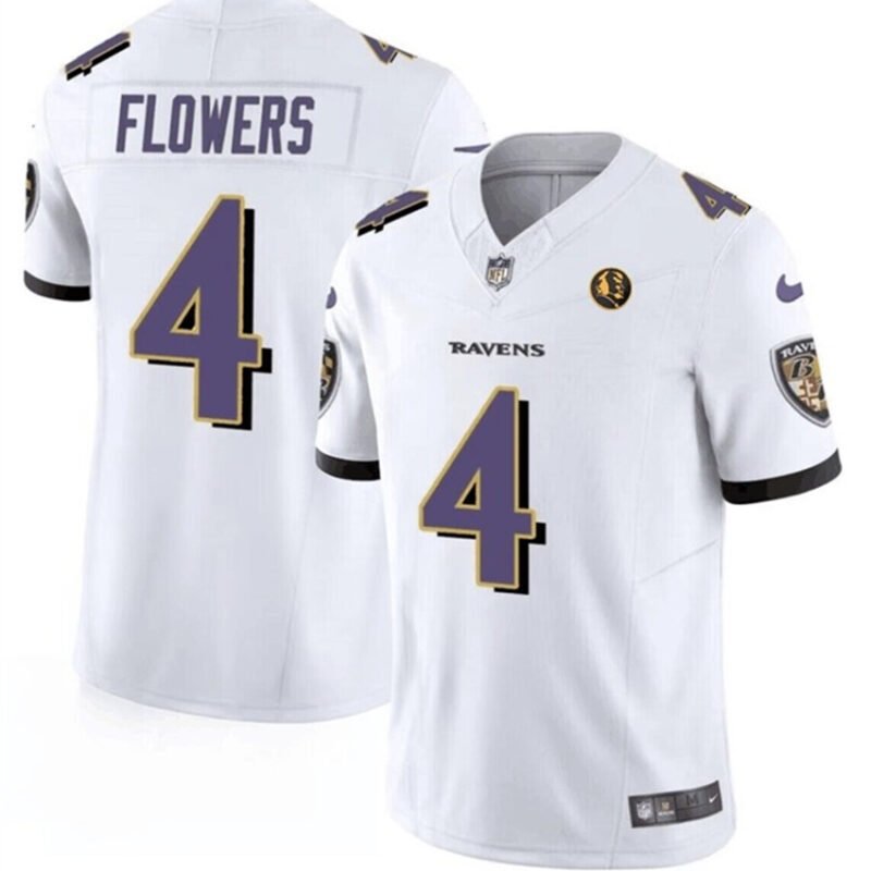 White Baltimore Ravens #4 Zay Flowers 2023 F.U.S.E. With John Madden Patch Vapor Limited Football Jersey - BRJ72