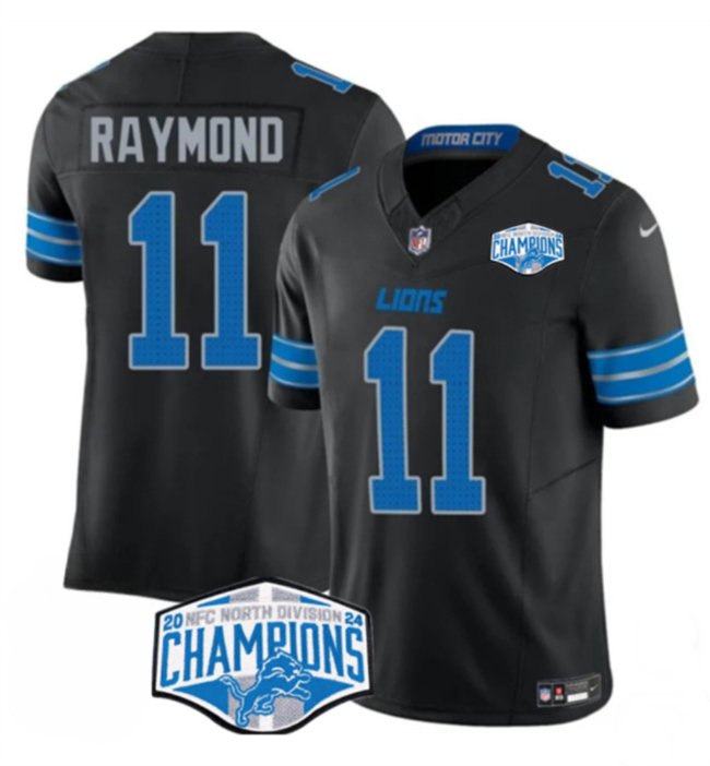 Black Detroit Lions #11 Kalif Raymond 2024 NFC North Champions F.U.S.E. Vapor Limited Stitched Jersey - DTL119