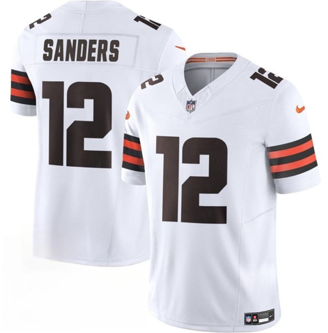 White Cleveland Browns #12 Shedeur Sanders 2025 Draft F.U.S.E. Vapor Limited Stitched Football Jersey - CLB53