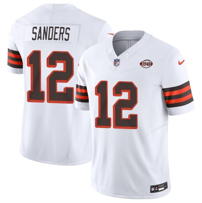 White Cleveland Browns #12 Shedeur Sanders 2025 Draft 1946 Collection F.U.S.E. Vapor Limited Stitched Football Jersey - CLB97