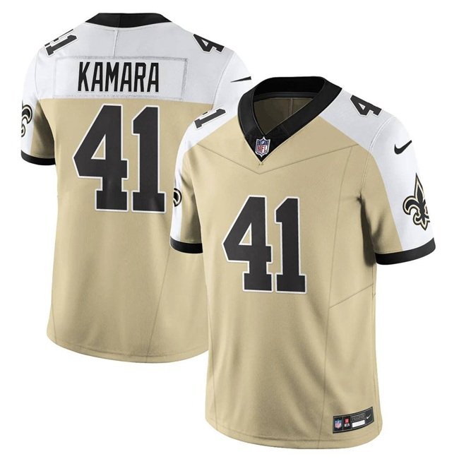 Gold/White New Orleans Saints #41 Alvin Kamara Alternate 2025 F.U.S.E. Vapor Limited Stitched Football Jersey - NOS181