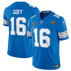 Blue Detroit Lions #16 Jared Goff 2024 F.U.S.E. With John Madden Patch And 4-Star C Patch Vapor Limited Stitched Jersey - DTL240