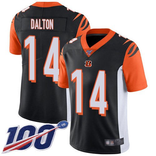 Nike Bengals #14 Andy Dalton Black Team Color Stitched NFL 100th Season Vapor Limited Jersey - CCB81