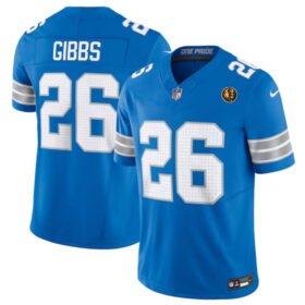 Blue Detroit Lions #26 Jahmyr Gibbs 2024 F.U.S.E. With John Madden PatchVapor Limited Stitched Jersey - DTL56
