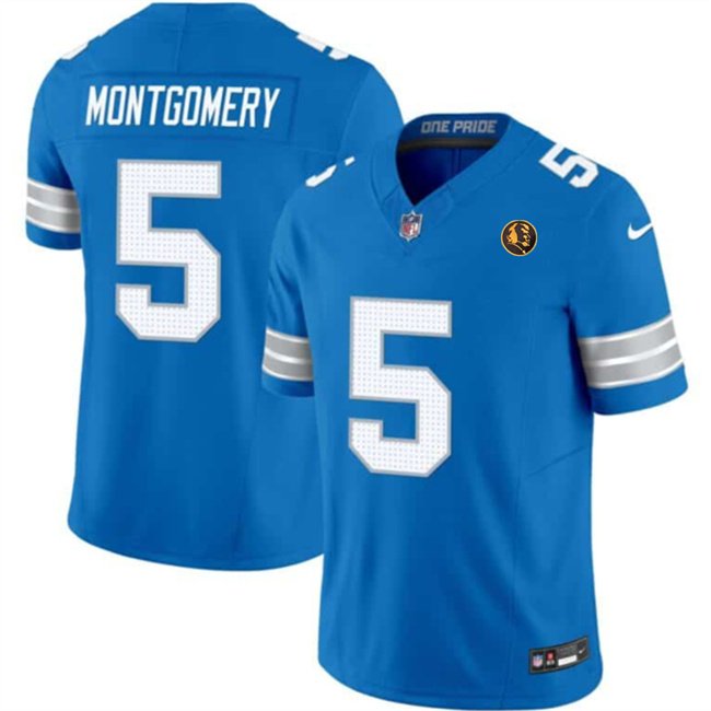 Blue Detroit Lions #5 David Montgomery 2024 F.U.S.E.With John Madden Patch Vapor Limited Stitched Jersey - DTL69