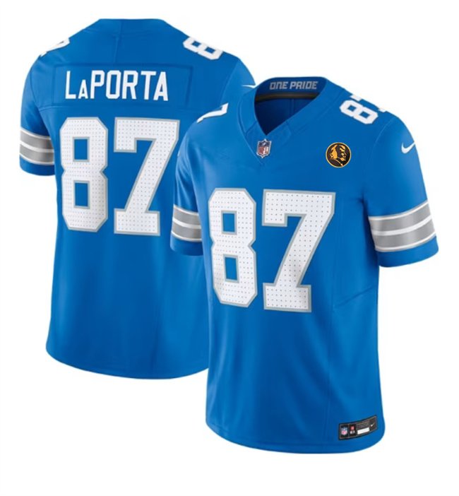 Blue Detroit Lions #87 Sam LaPorta 2024 F.U.S.E. With John Madden PatchVapor Limited Stitched Jersey - DTL281