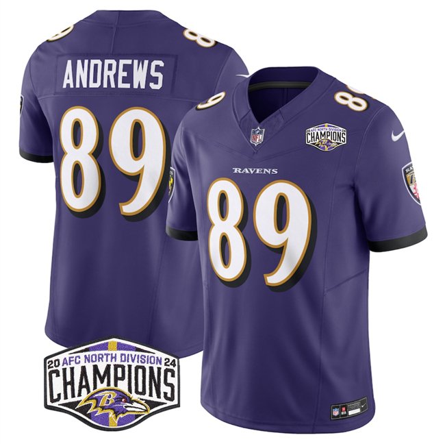 Purple Baltimore Ravens #89 Mark Andrews F.U.S.E 2024 AFC North Division Champions Vapor Limited Football Jersey - BRJ181