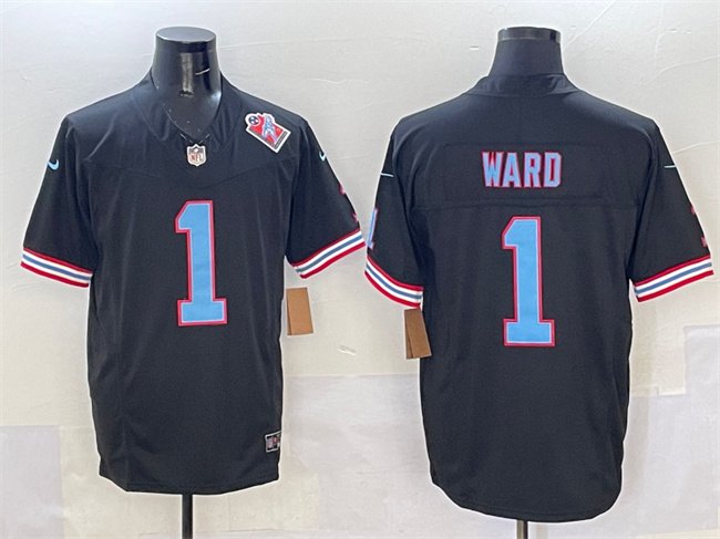 Black Tennessee Titans #1 Cameron Ward 2025 Draft F.U.S.E. 1997 Throwback Patch Vapor Limited Stitched Football Jersey - TNT04