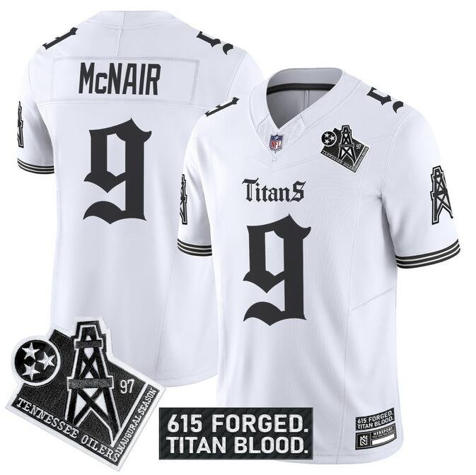 White Tennessee Titans #9 Steve McNair F.U.S.E. 'Titan Gothic Shadows Drop' Vapor Limited Stitched Football Jersey - TNT270