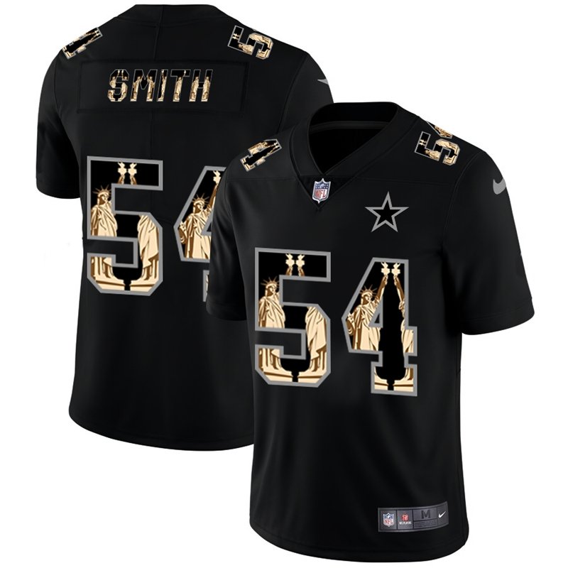 Dallas Cowboys #54 Jaylon Smith Carbon Black Vapor Statue Of Liberty Limited NFL Jersey - DLC361
