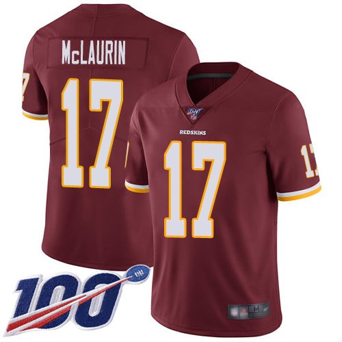 Nike Redskins #17 Terry McLaurin Burgundy Red Team Color Stitched NFL 100th Season Vapor Limited Jersey - WAC72