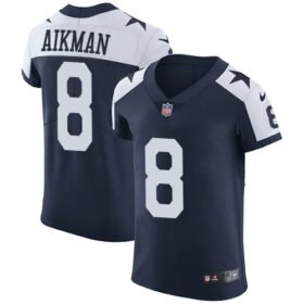 Nike Cowboys #8 Troy Aikman Navy Blue Thanksgiving Stitched NFL Vapor Untouchable Throwback Elite Jersey - DLC139