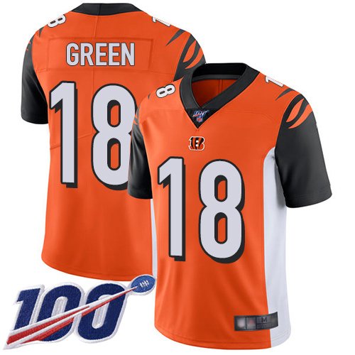 Nike Bengals #18 A.J. Green Orange Alternate Stitched NFL 100th Season Vapor Limited Jersey - CCB57