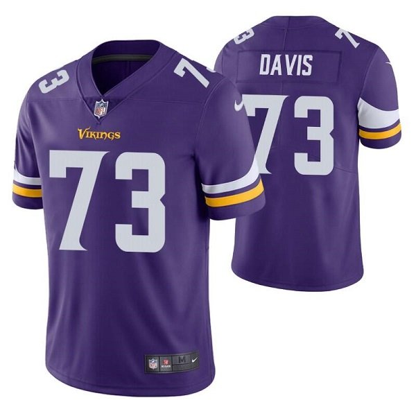 Purple Minnesota Vikings #73 Jesse Davis Vapor Untouchable Stitched Jersey - MVJ97