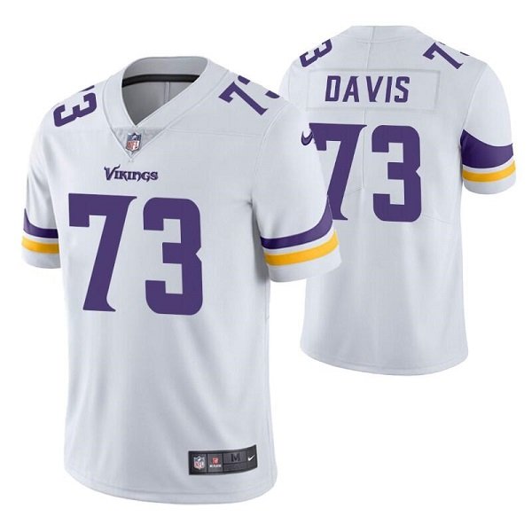 White Minnesota Vikings #73 Jesse Davis Vapor Untouchable Stitched Jersey - MVJ85