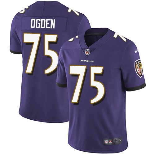 Nike Ravens #75 Jonathan Ogden Purple Team Color Stitched NFL Vapor Untouchable Limited Jersey - BRJ10