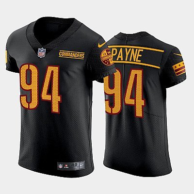 Black Washington Commanders #94 Da'ron Payne Vapor Elite Stitched Jersey - WAC02
