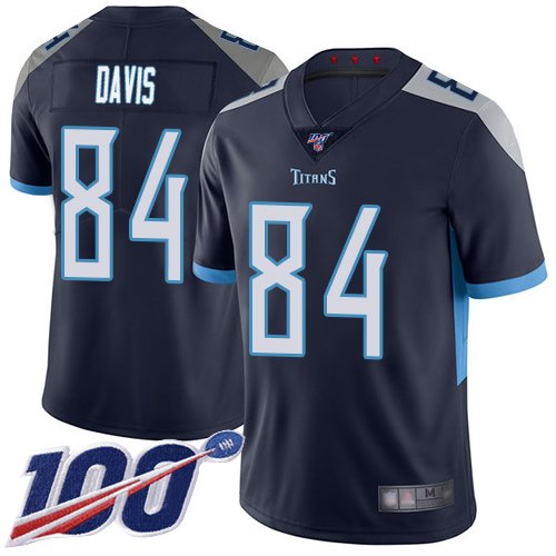 Nike Titans #84 Corey Davis Navy Blue Team Color Stitched NFL 100th Season Vapor Limited Jersey - TNT169