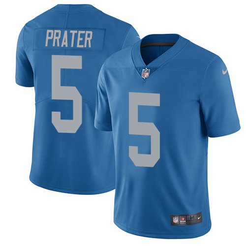 Nike Lions #5 Matt Prater Blue Throwback Stitched NFL Vapor Untouchable Limited Jersey - DTL68