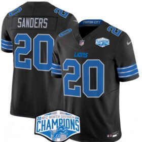 Black Detroit Lions #20 Barry Sanders 2024 NFC North Champions F.U.S.E. Vapor Limited Stitched Jersey - DTL32
