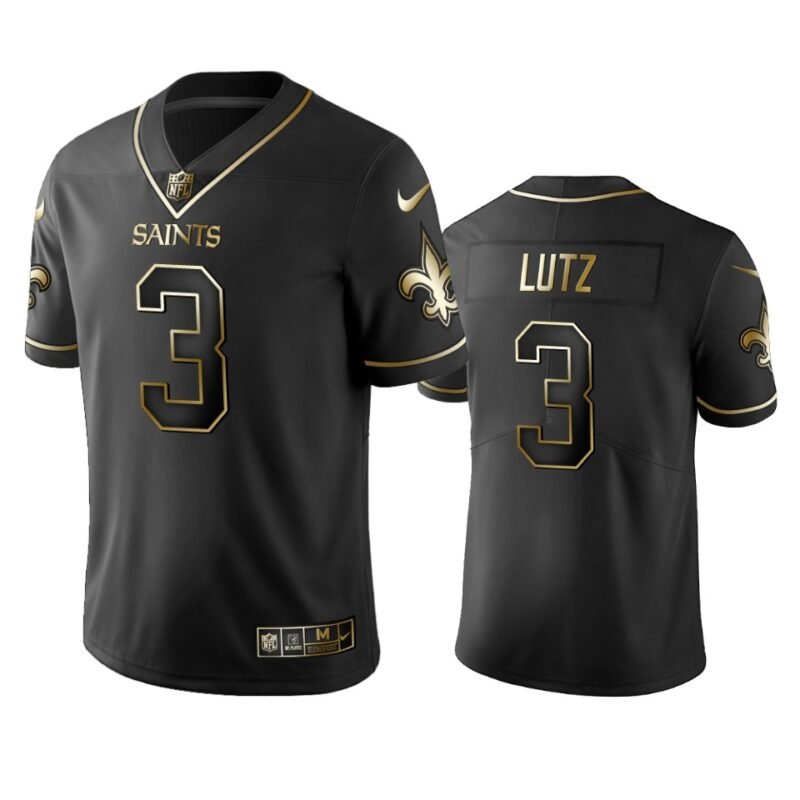 Saints #3 Wil Lutz Stitched NFL Vapor Untouchable Limited Black Golden Jersey - NOS186